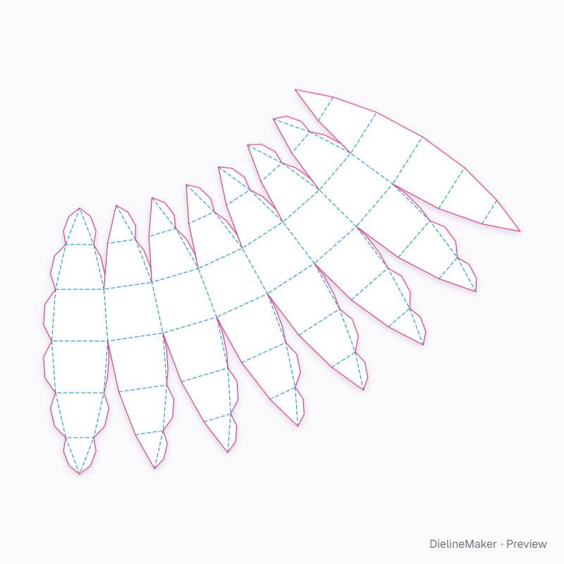 Faceted egg box flat dieline