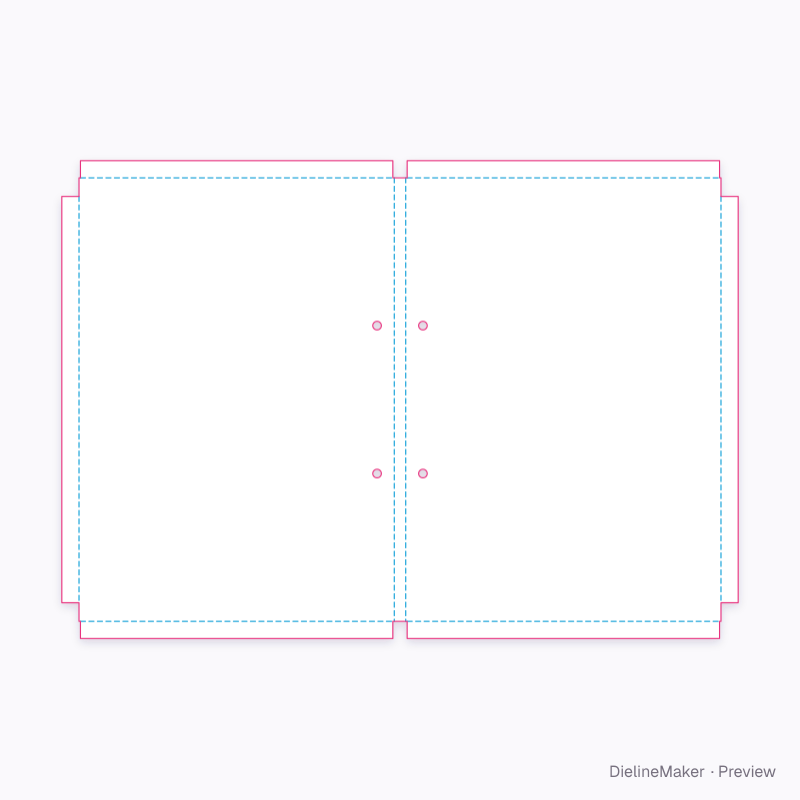 Report cover with fastener holes flat dieline