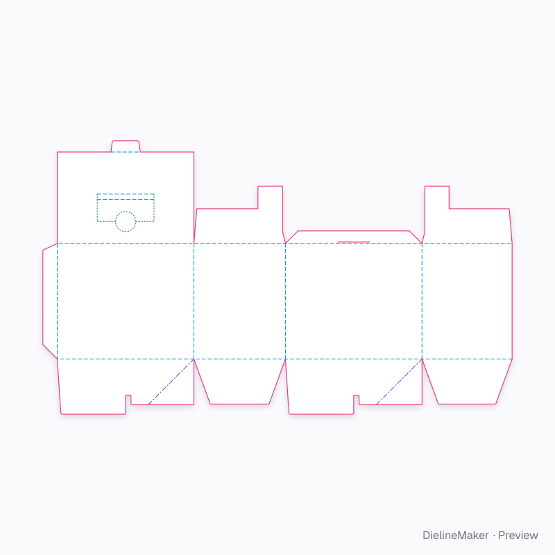 Automatic-bottom dispensing case flat dieline