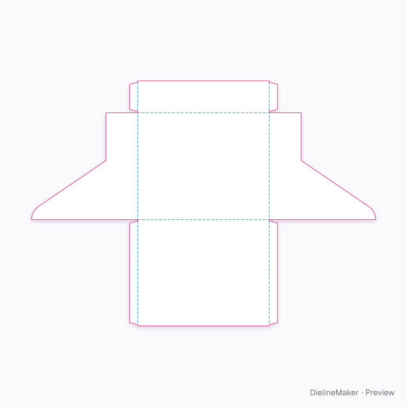 Raised-back display tray flat dieline