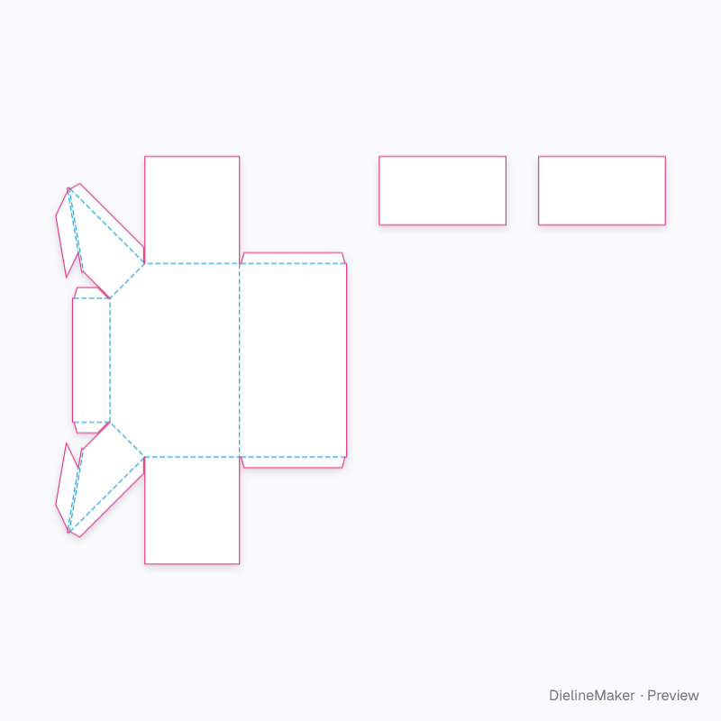 Bevelled display tray with partitions flat dieline