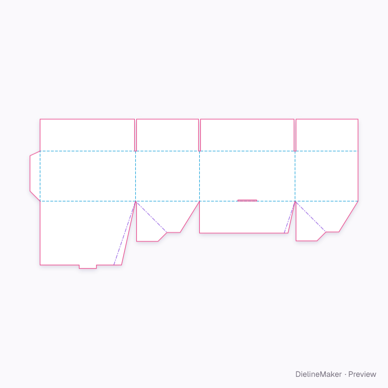 Covering auto-bottom case flat dieline