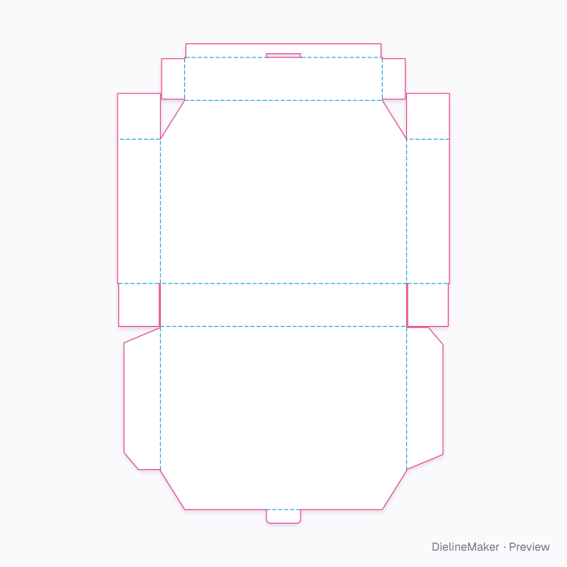 Cut-corner presentation box flat dieline