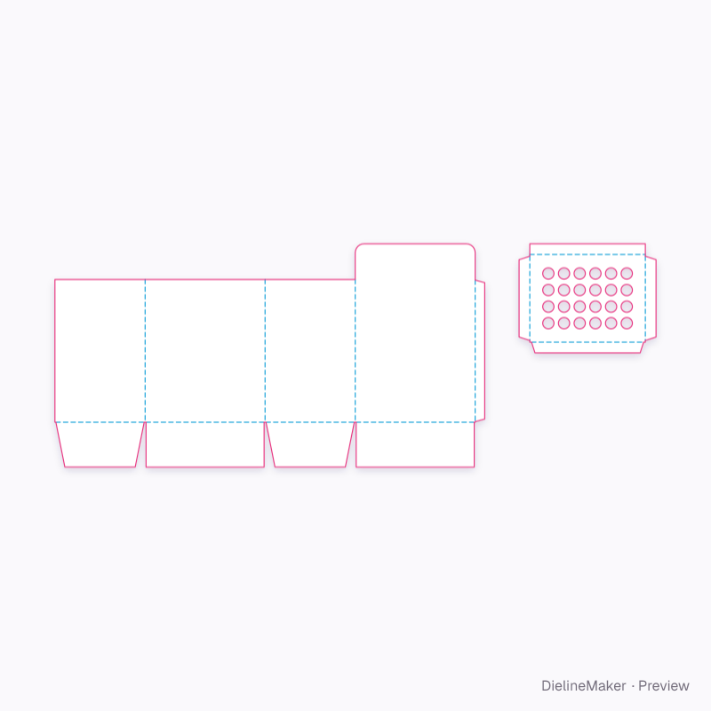Display bin with inserts flat dieline