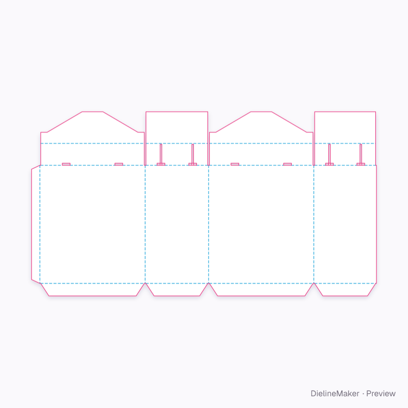 Integral folding-band display case flat dieline
