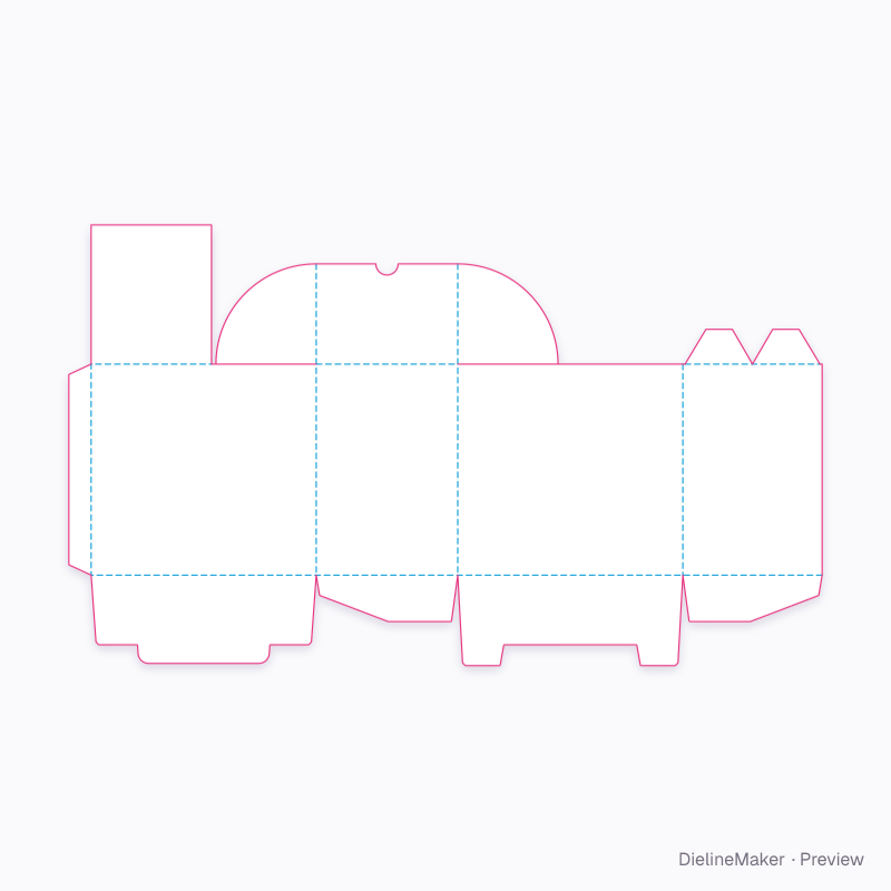 Integral end-scoop dispenser flat dieline