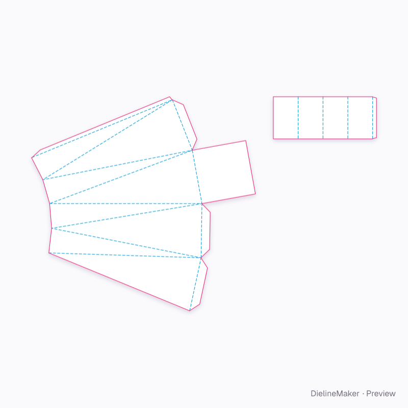Faceted display column flat dieline