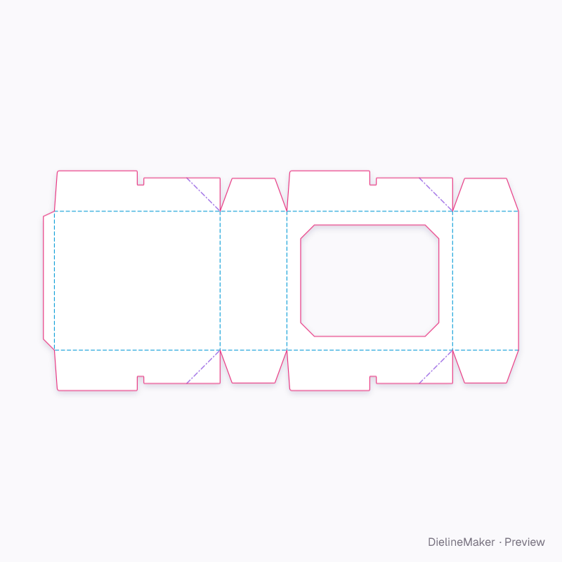 FEFCO 0722 · Automatic-end window display flat dieline