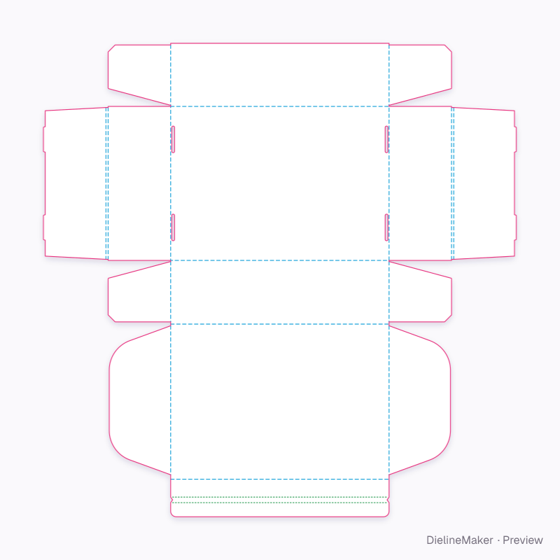 Returnable mailer with tear strip flat dieline