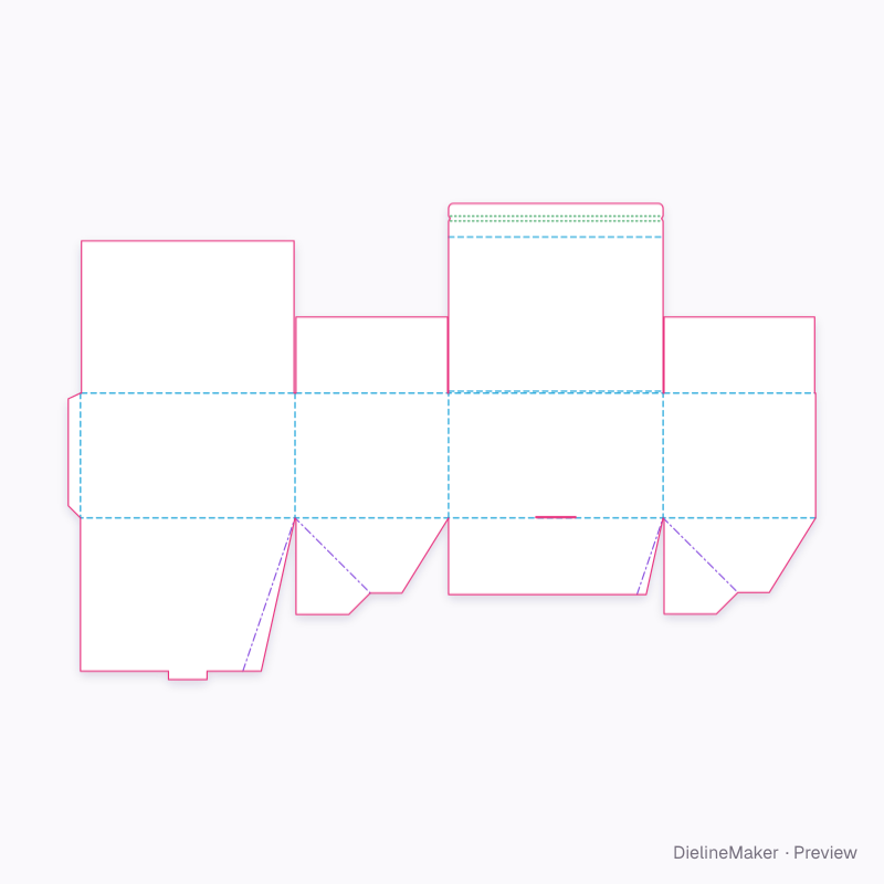 Returnable case with cover lid flat dieline