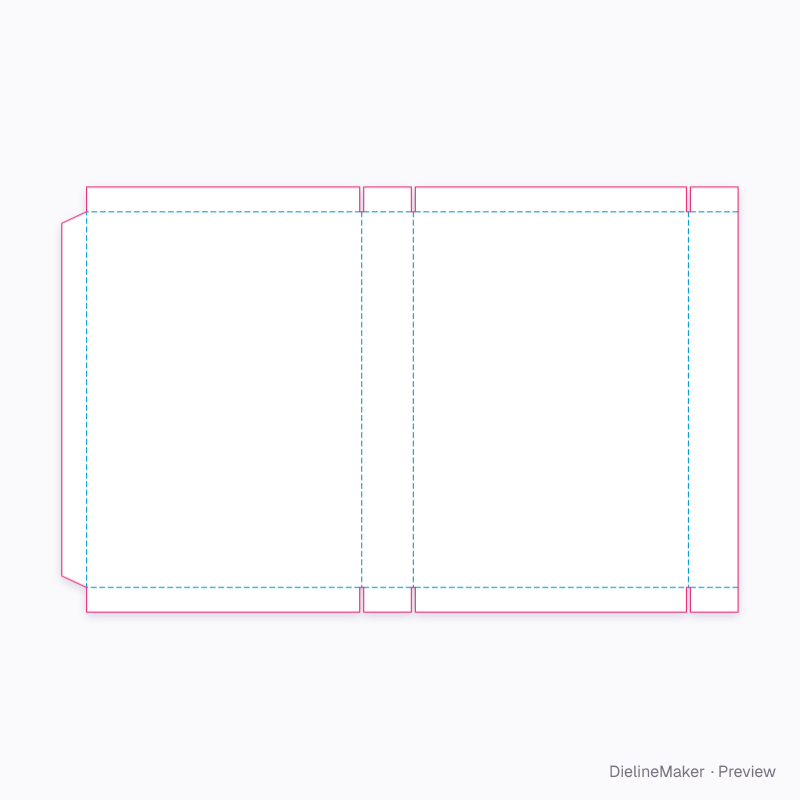 Glued wrap-around folder flat dieline