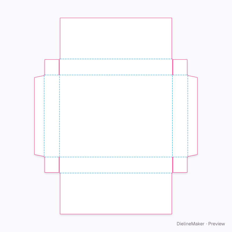 Cross folder with end-wall corner flaps flat dieline