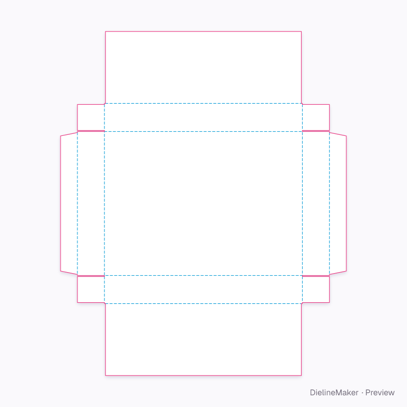 Cross folder with side-wall corner flaps flat dieline