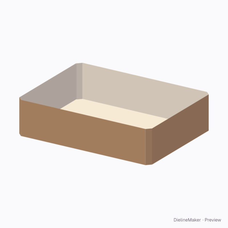 Narrow-chamfer glued tray