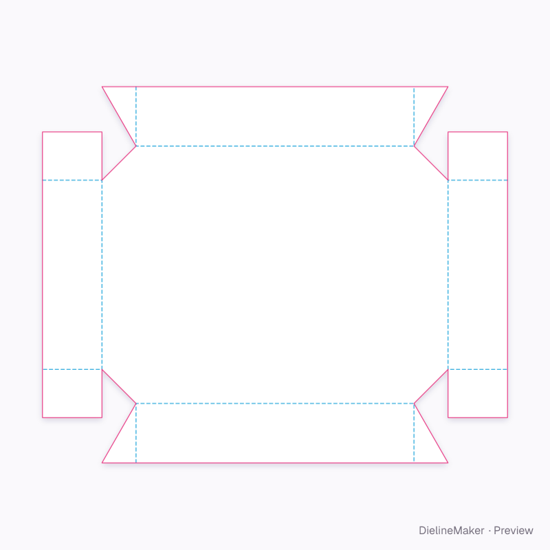 Octagonal glued tray flat dieline