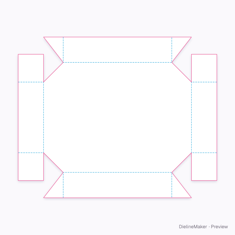 Glued cut-corner tray flat dieline