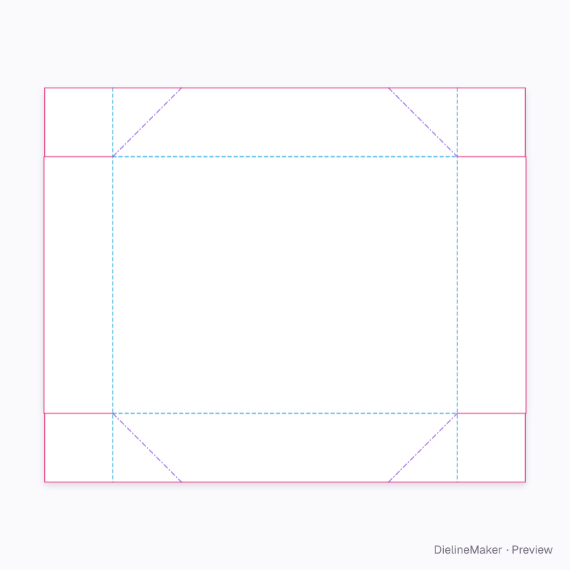 FEFCO 0450 · Side-wall glue flaps with collapse diagonals flat dieline