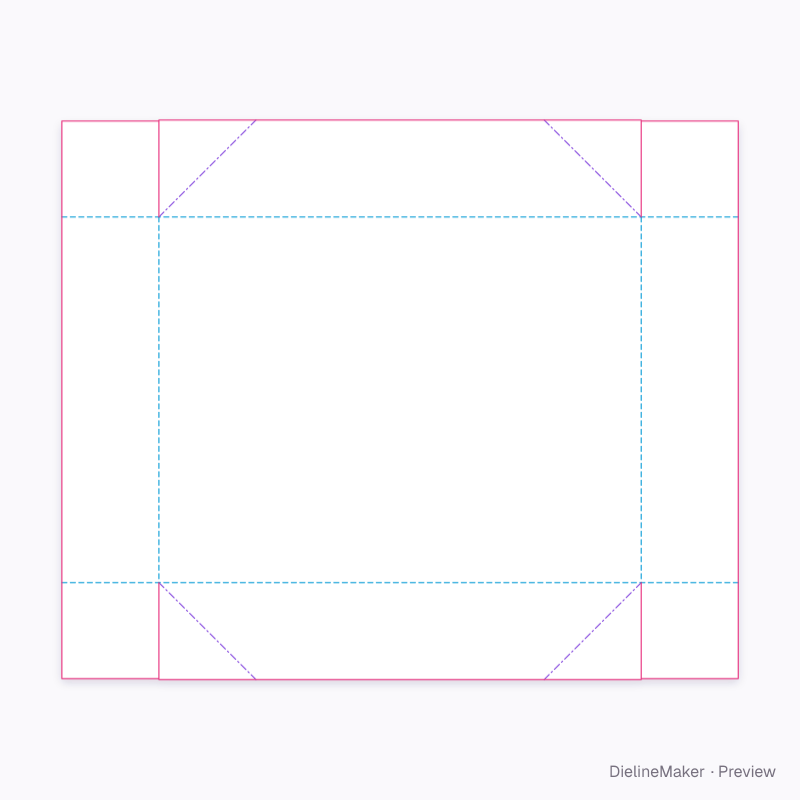 FEFCO 0451 · End-wall glue flaps with collapse diagonals flat dieline