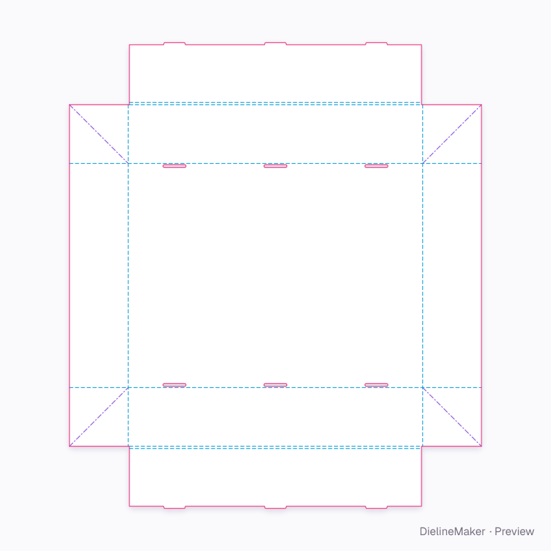 FEFCO 0461 · Webbed corners with locking inner wall returns flat dieline