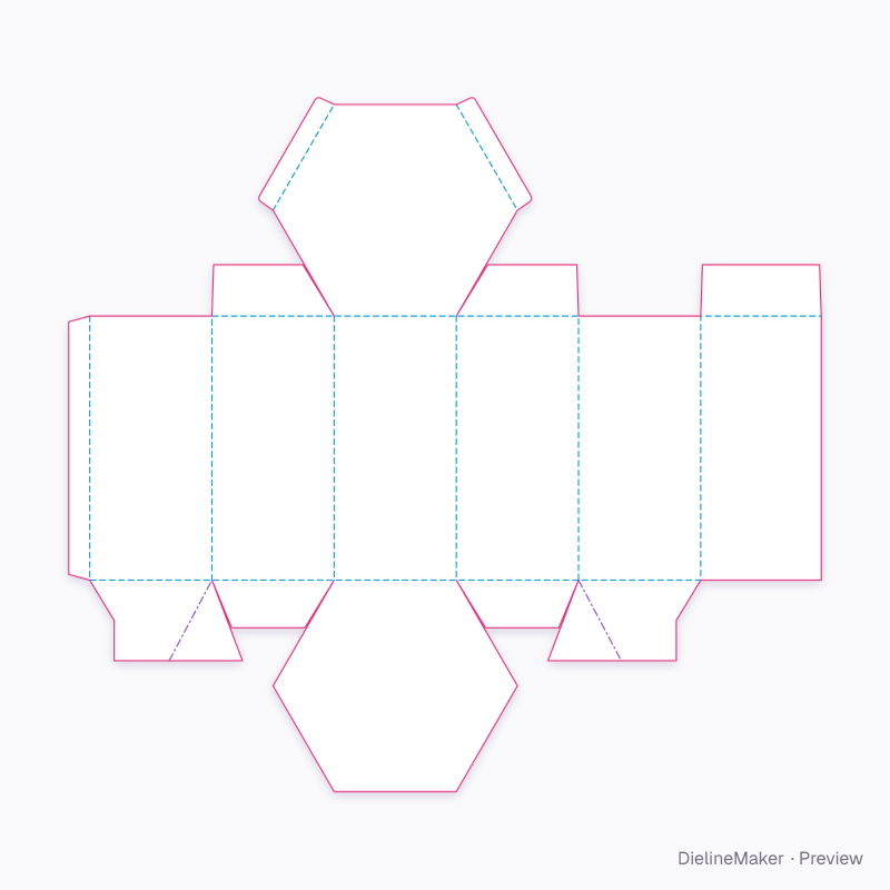 FEFCO 0730 · Hexagonal automatic-bottom case flat dieline