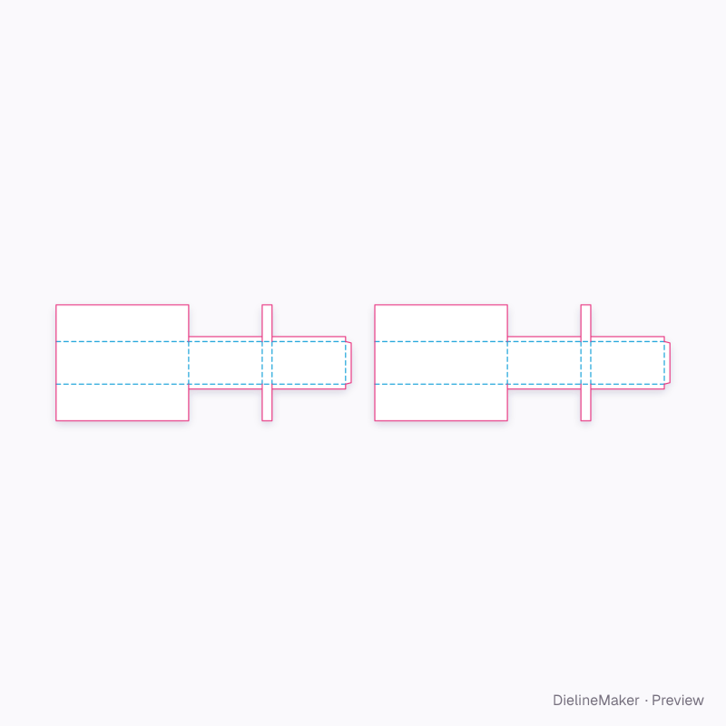 Two-piece hollow-end box flat dieline