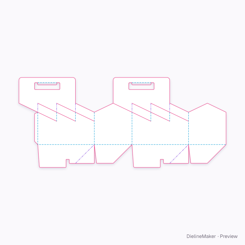 FEFCO 0724 · Six-cell carrier flat dieline