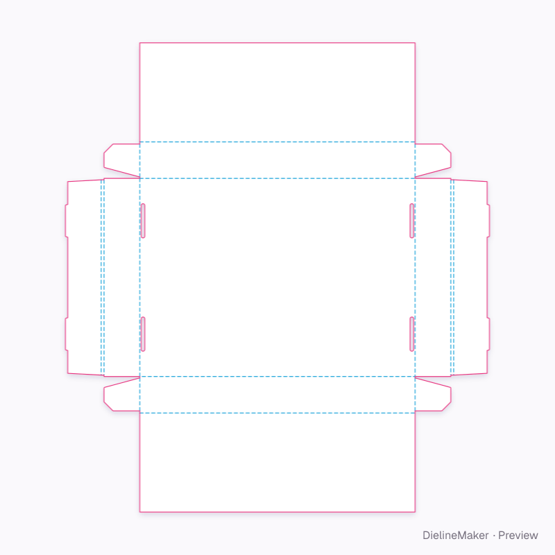 Roll-end box with meeting covers flat dieline