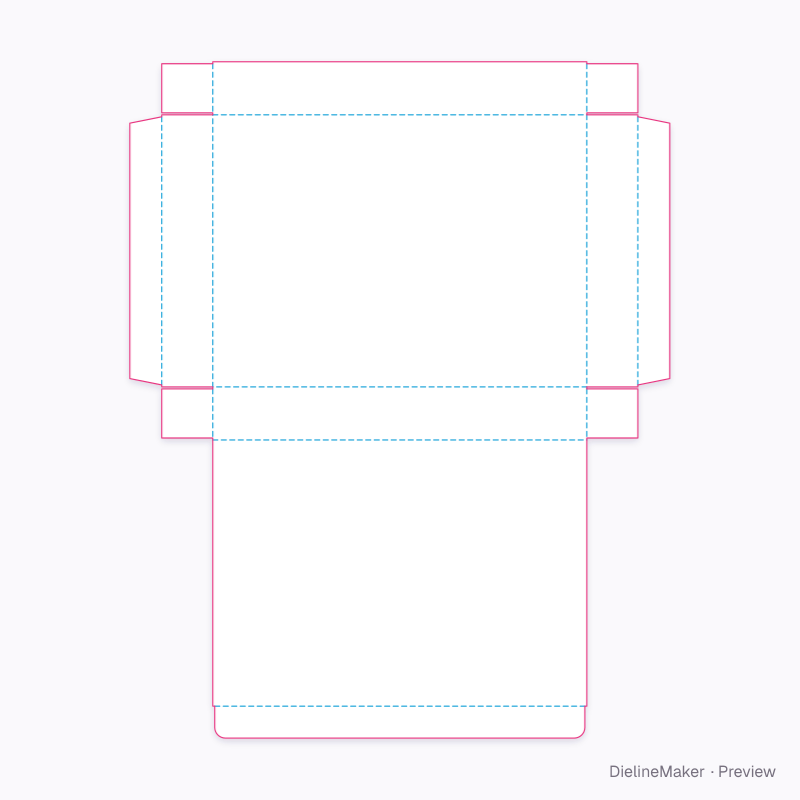 Side-ear folder with hinged cover flat dieline