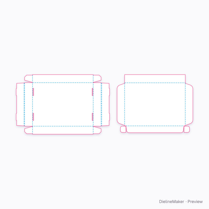 Drop-front tray with separate hinged cover flat dieline