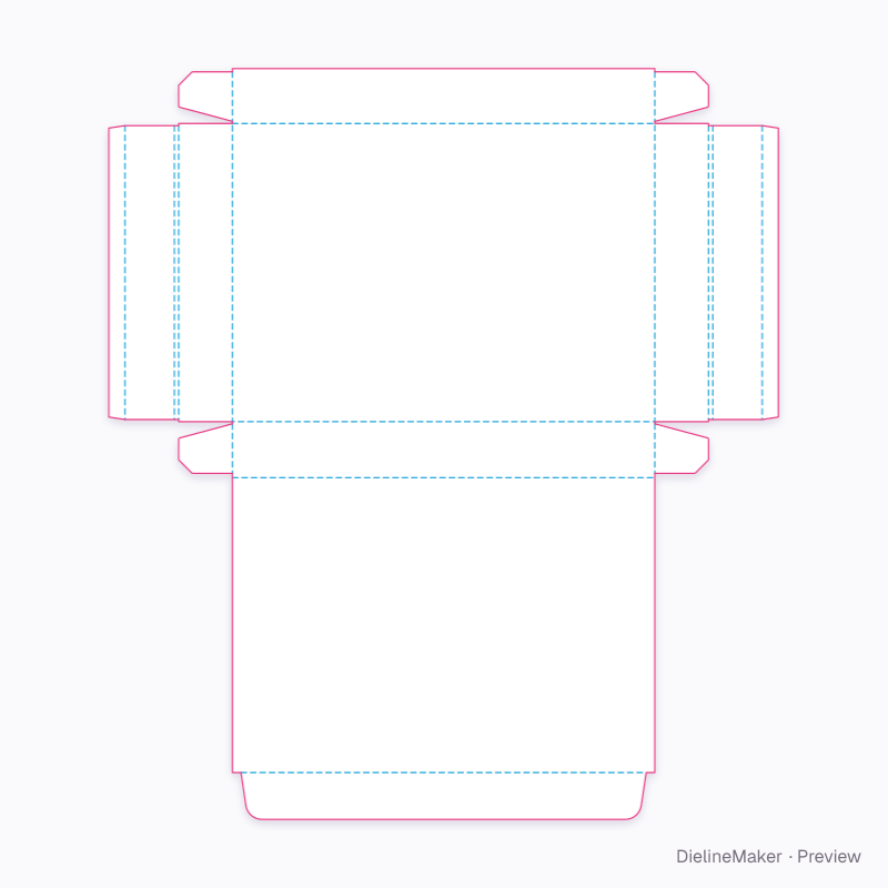 Friction roll-end box with hinged cover flat dieline