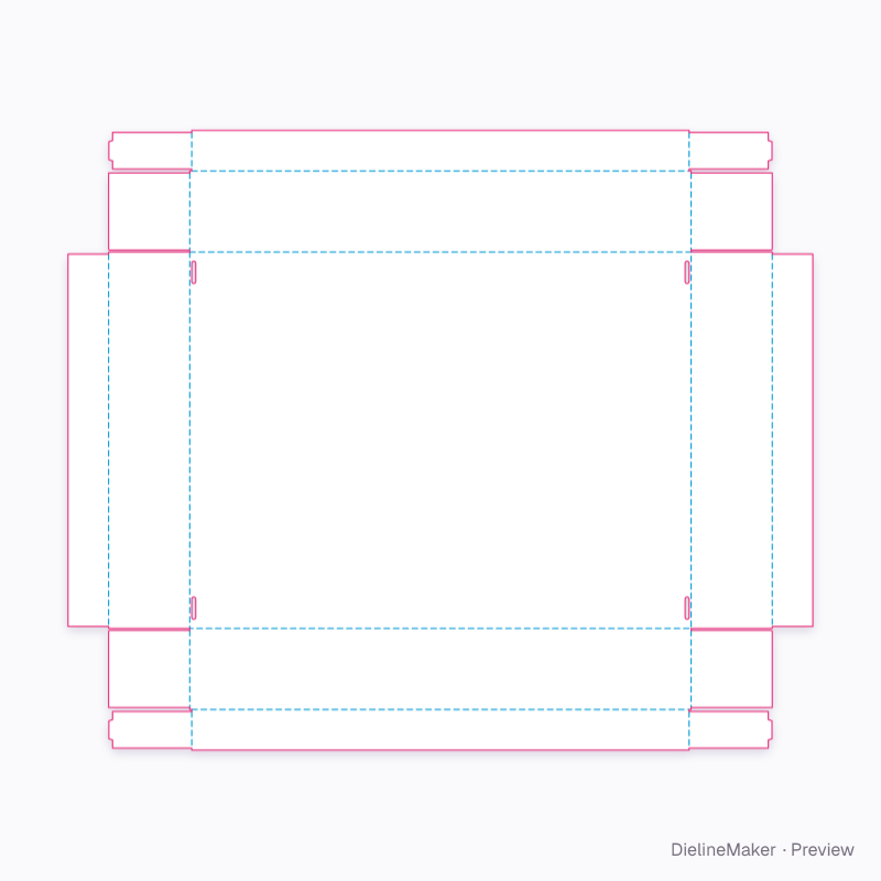 Rim tray with floor-locking corner flaps flat dieline