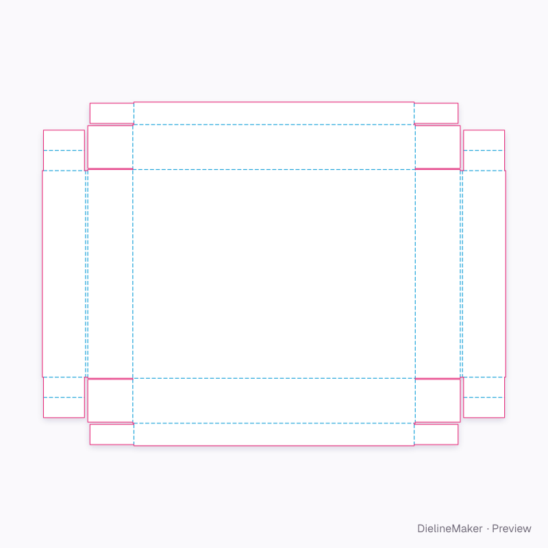 Rim tray with folded corner supports flat dieline