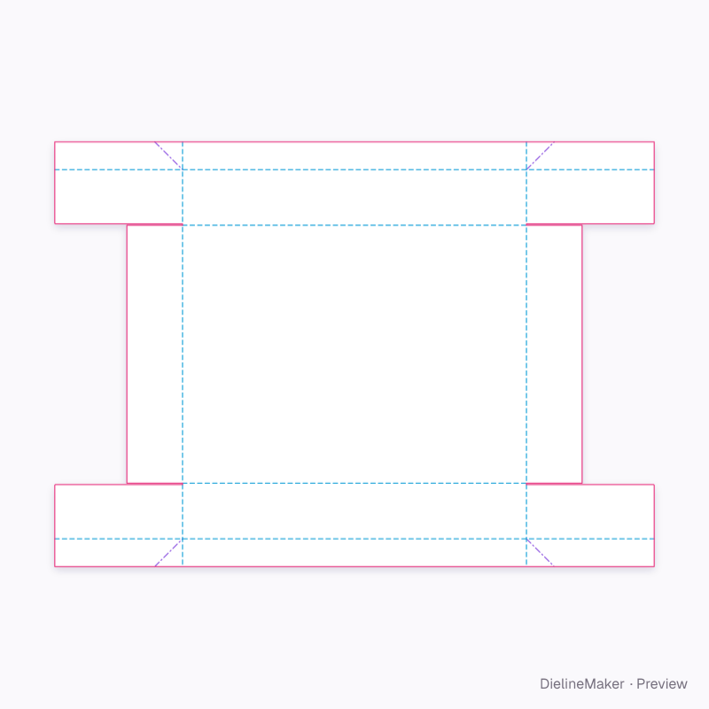 Rim tray with diagonal corner folds flat dieline