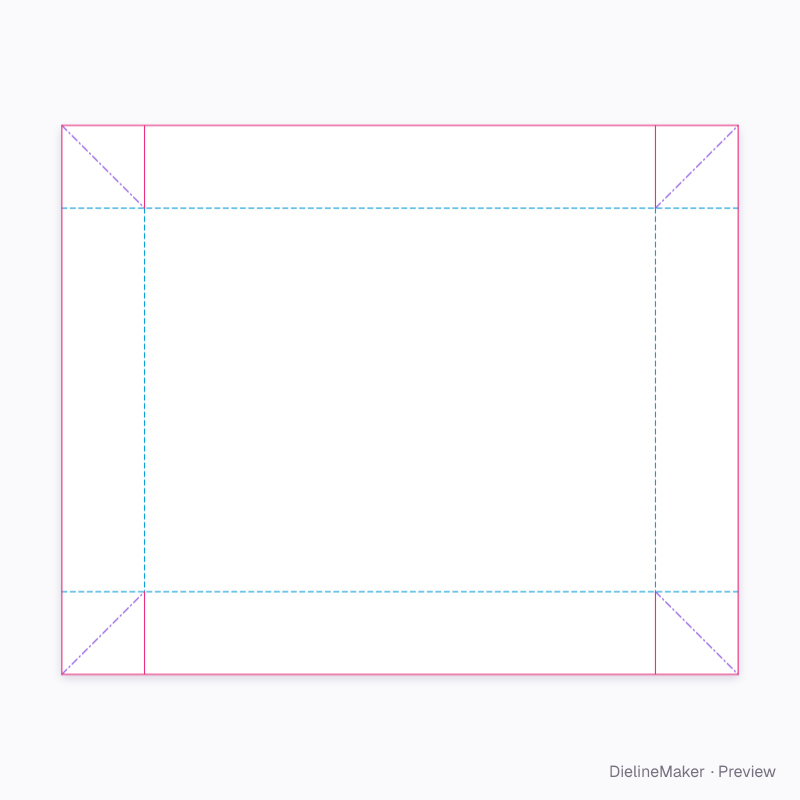 Diagonal-ear tray flat dieline