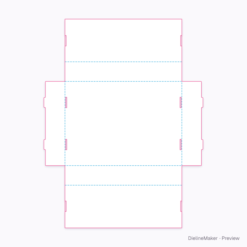 Meeting-cover tray with upright end locks flat dieline