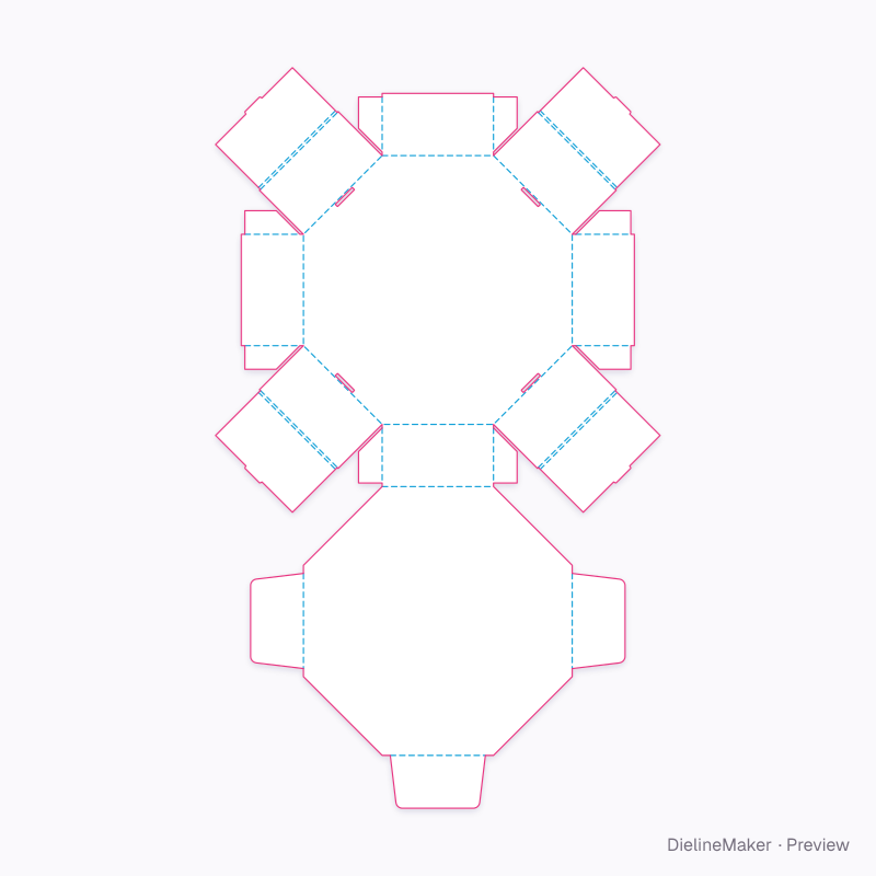 0476 — Octagonal presentation box flat dieline