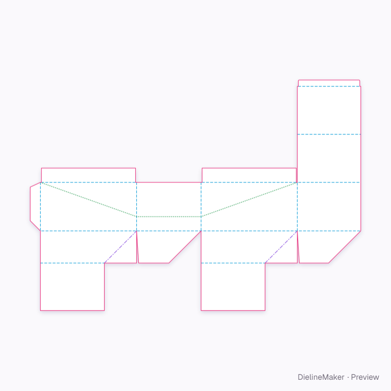 Partitioned tear-open display flat dieline