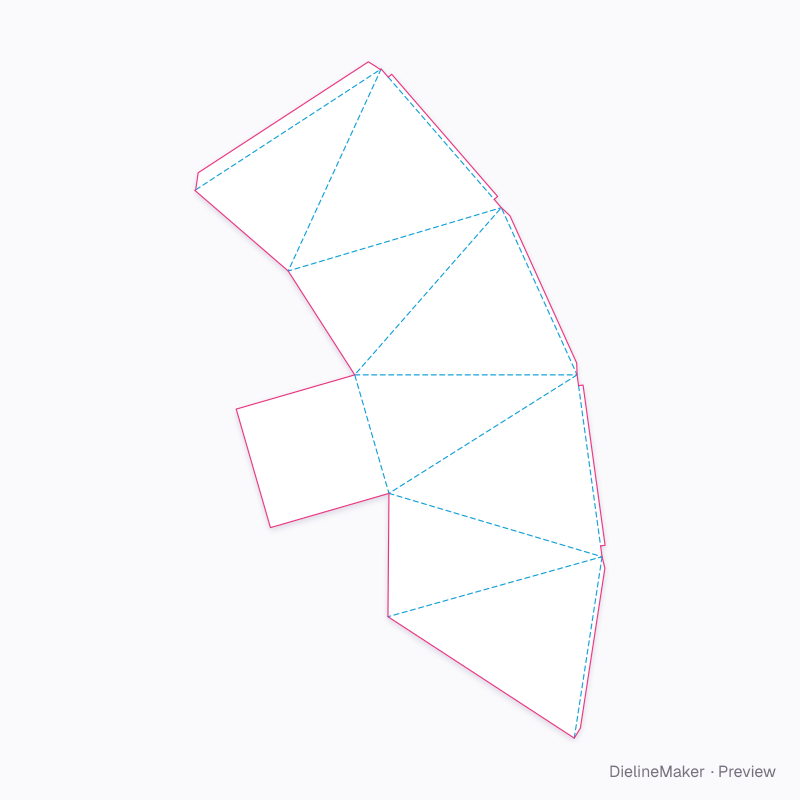 Faceted display bin flat dieline