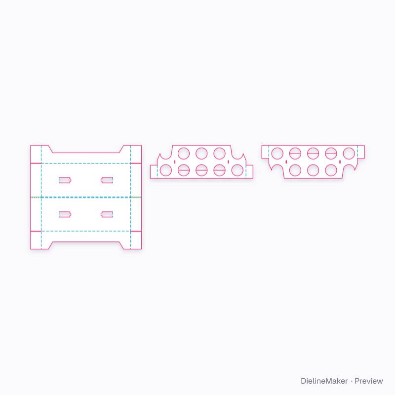 Product tray with perforated shelves flat dieline