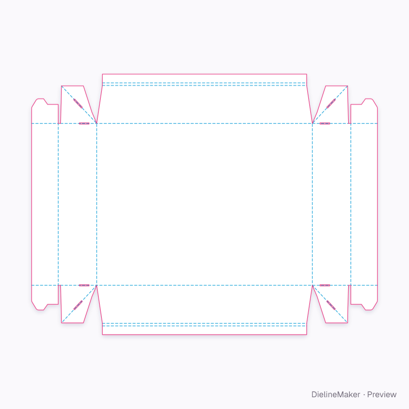 Rimmed corner-lock tray flat dieline