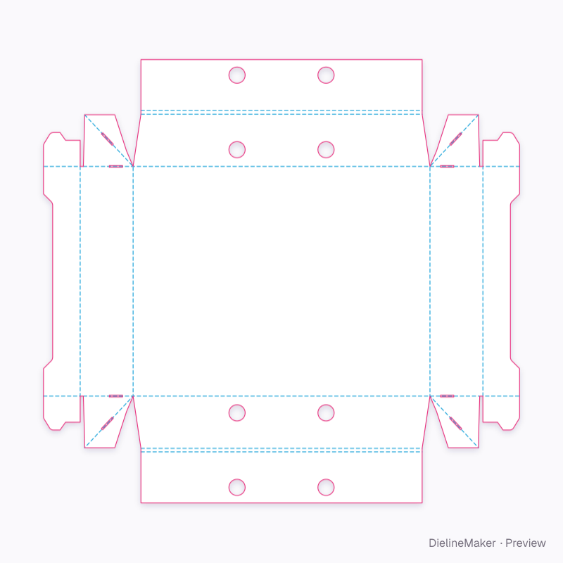 Doubled-long-wall corner-lock tray flat dieline