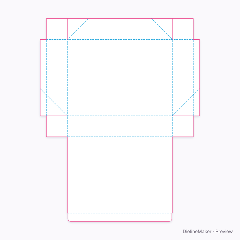 Four-corner tuck-cover tray flat dieline