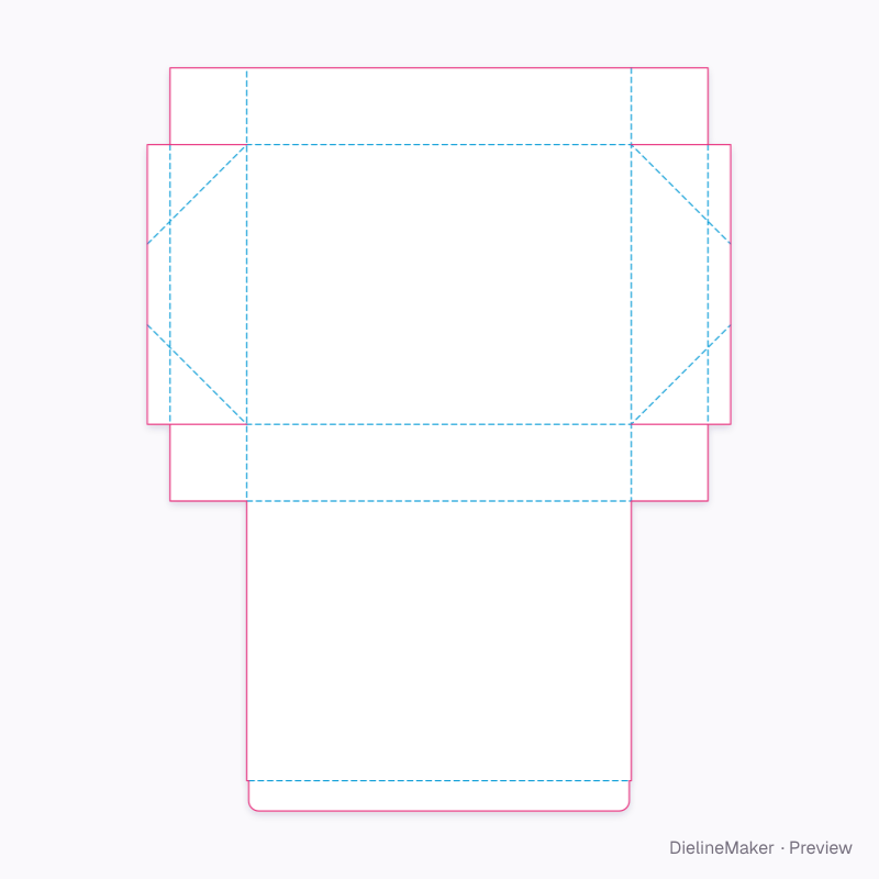 Ready-glued tuck-cover tray flat dieline