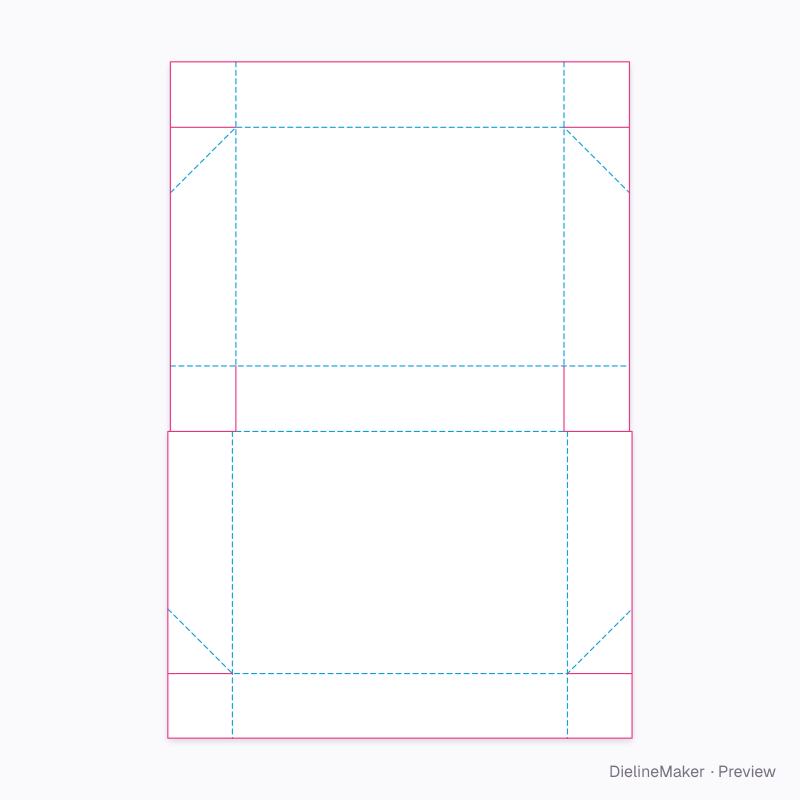 Full-skirt hinged tray flat dieline