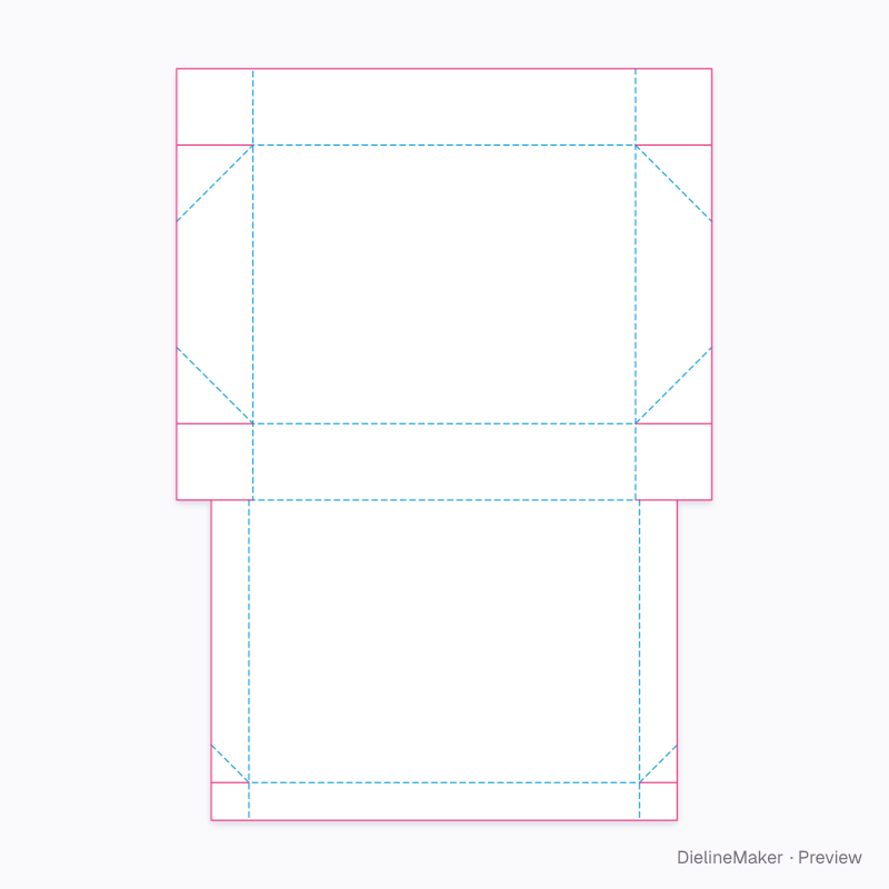 Short-skirt hinged tray flat dieline