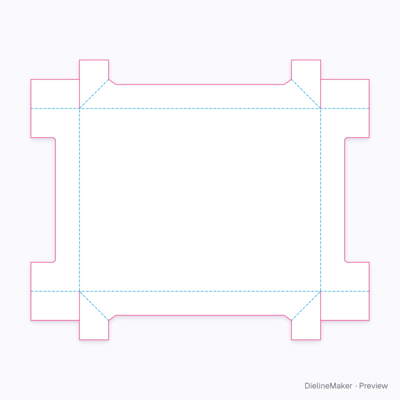 Cutaway ready-glued display tray flat dieline