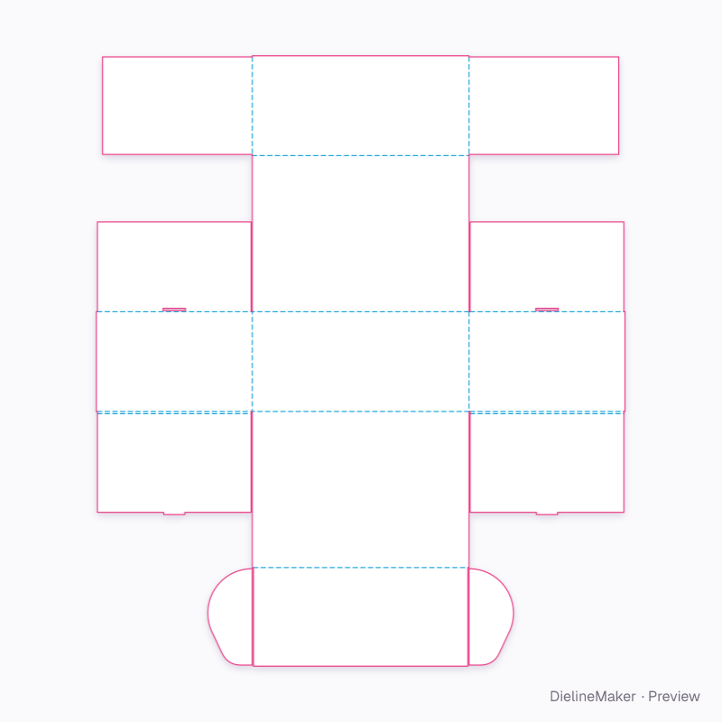 Archive box with curved lid wings flat dieline