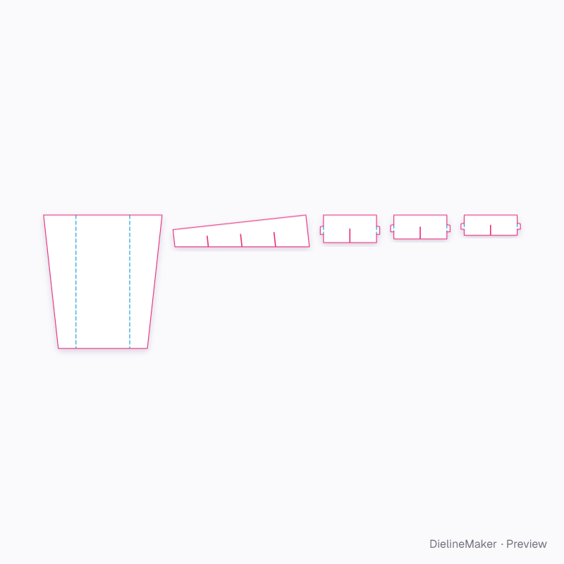 Tapered two-column display flat dieline