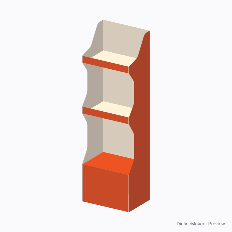 Plinth display with scalloped trays
