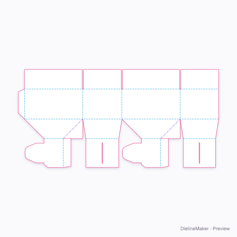 Six-cell automatic-bottom case flat dieline